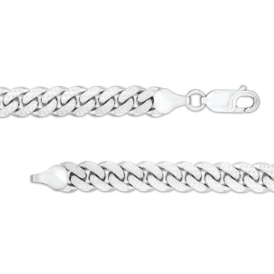 6.9mm Textured Cuban Curb Chain Necklace in Solid Sterling Silver  - 22"