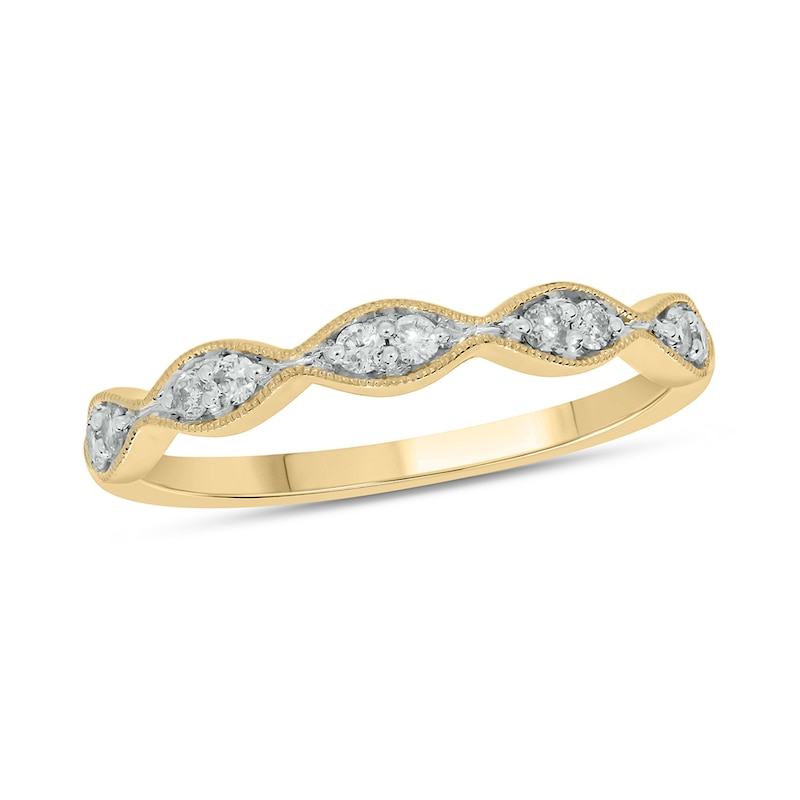 0.145 CT. T.W. Marquise Multi-Diamond Vintage-Style Stackable Band in 10K Gold|Peoples Jewellers