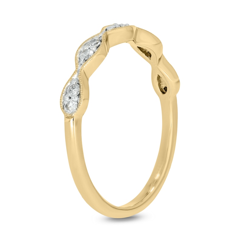 Main Image 2 of 0.145 CT. T.W. Marquise Multi-Diamond Vintage-Style Stackable Band in 10K Gold