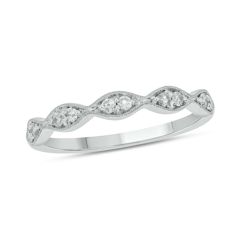 0.145 CT. T.W. Marquise Multi-Diamond Vintage-Style Stackable Band in 10K White Gold