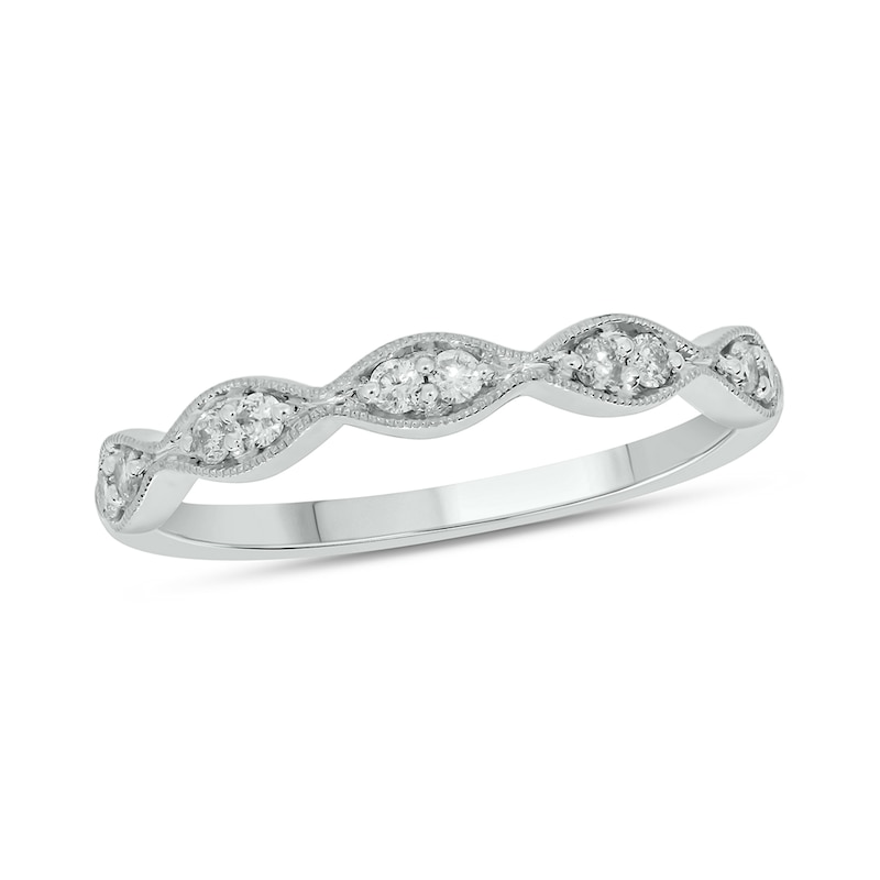 Main Image 1 of 0.145 CT. T.W. Marquise Multi-Diamond Vintage-Style Stackable Band in 10K White Gold