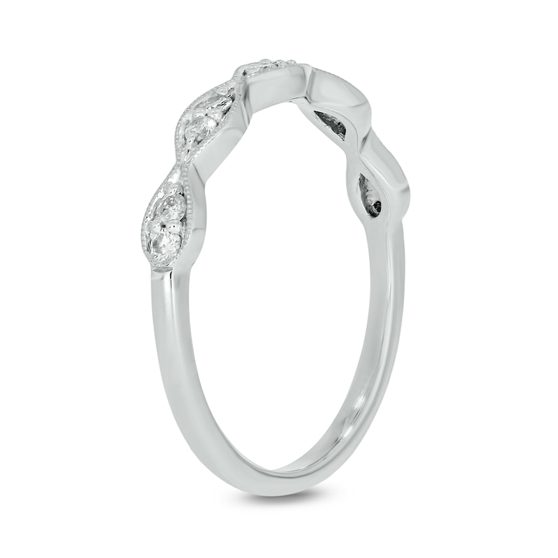 Main Image 2 of 0.145 CT. T.W. Marquise Multi-Diamond Vintage-Style Stackable Band in 10K White Gold