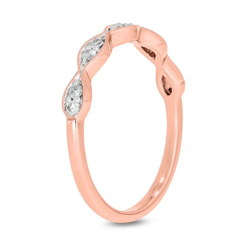Main Image 2 of 0.145 CT. T.W. Marquise Multi-Diamond Vintage-Style Stackable Band in 10K Rose Gold