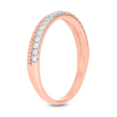 0.18 CT. T.W. Diamond Rope Edge Stackable Band in 10K Rose Gold