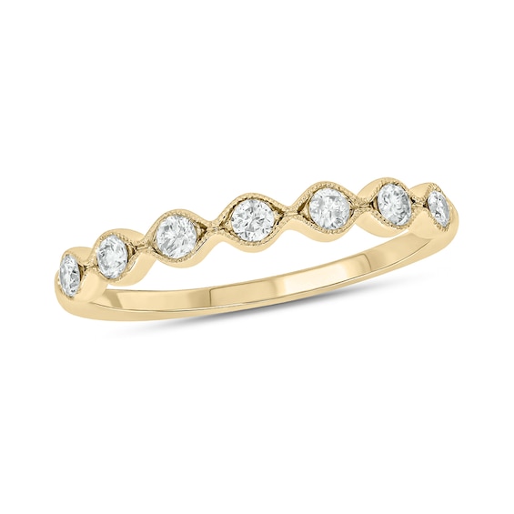 0.23 CT. T.W. Diamond Station Vintage-Style Stackable Band in 10K Gold