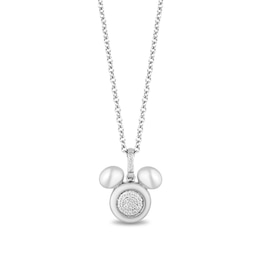 Disney Treasures Mickey Mouse 0.04 CT. T.W. Diamond Puffed Pendant in Sterling Silver