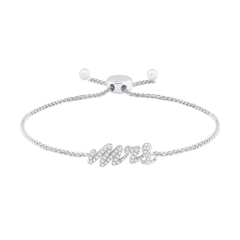 0.15 CT. T.W. Diamond "mrs" Bolo Bracelet in Sterling Silver - 9.0"