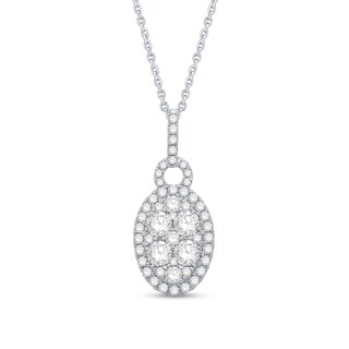 1.58 CT. T.W. Oval Multi-Diamond Doorknocker Pendant in 14K White Gold