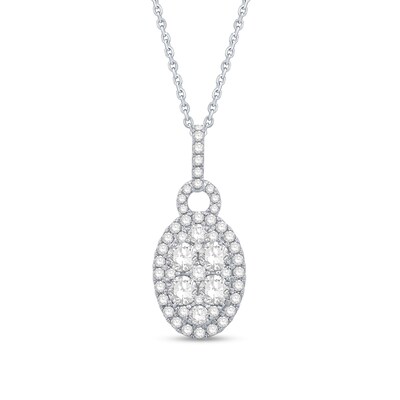 1.58 CT. T.W. Oval Multi-Diamond Doorknocker Pendant in 14K White Gold