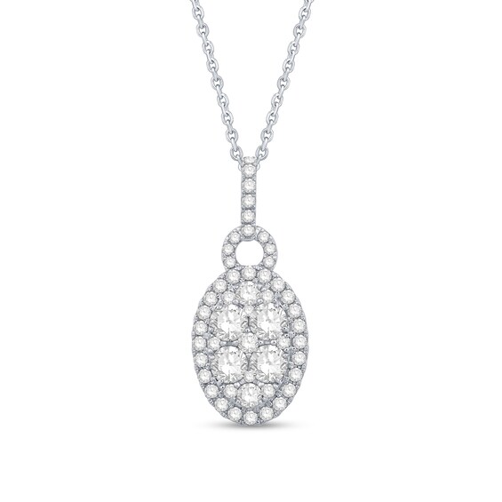 1.58 CT. T.W. Oval Multi-Diamond Doorknocker Pendant in 14K White Gold