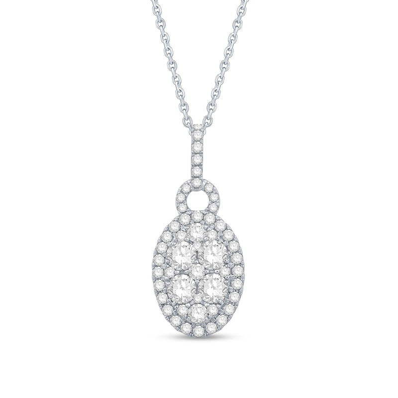 1.58 CT. T.W. Oval Multi-Diamond Doorknocker Pendant in 14K White Gold