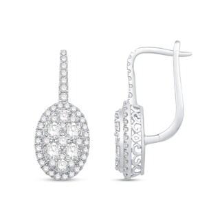 1.45 CT. T.W. Oval Multi-Diamond Frame Drop Earrings in 14K White Gold