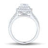 1.23 CT. T.W. Princess-Cut Diamond Frame Triple Row Engagement Ring in 14K White Gold (I/VS2)