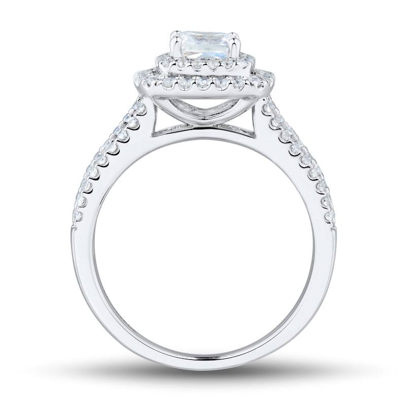 1.23 CT. T.W. Princess-Cut Diamond Frame Triple Row Engagement Ring in 14K White Gold (I/VS2)
