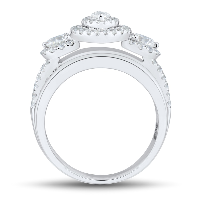 Main Image 2 of Past Present Future® 2.95 CT. T.W. Marquise Diamond Frame Three Stone Engagement Ring in 14K White Gold (I/I1)