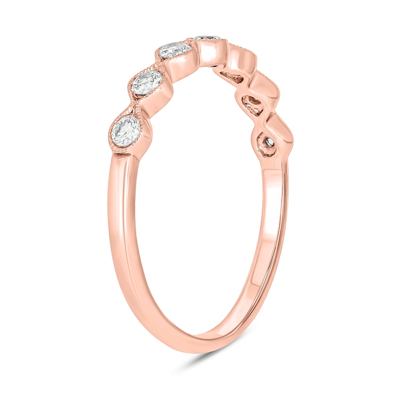 0.23 CT. T.W. Diamond Station Vintage-Style Stackable Band in 10K Rose Gold