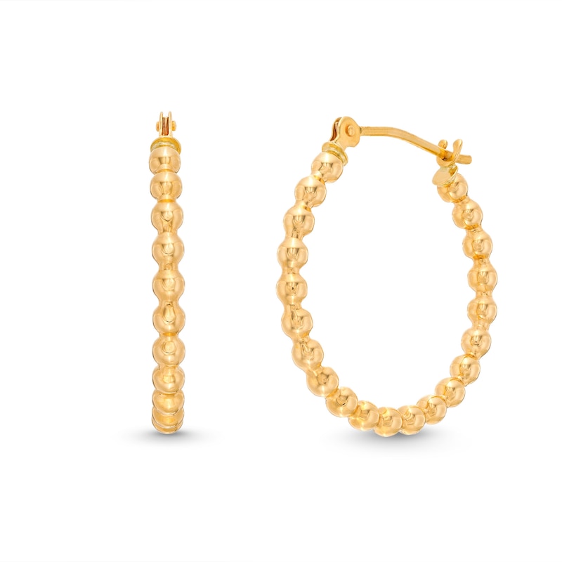 20.0mm Bead Hoop Earrings in Hollow 14K Gold|Peoples Jewellers