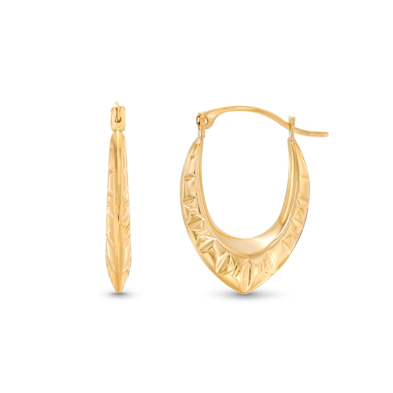 20.0mm Chevron Hoop Earrings in Hollow 14K Gold|Peoples Jewellers