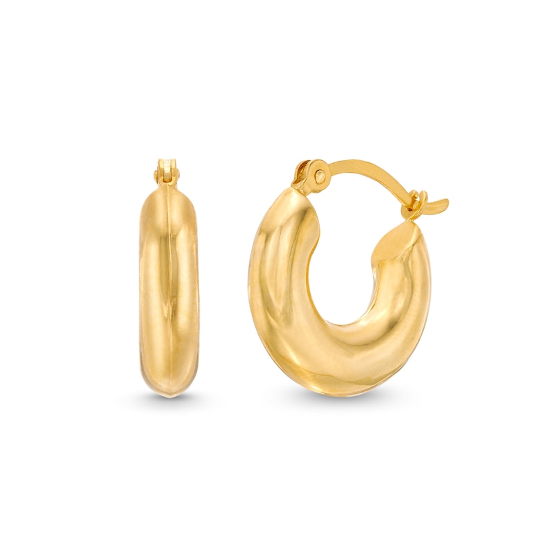 Chunky 15.0mm Hoop Earrings in Hollow 14K Gold|Peoples Jewellers