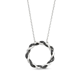 Circle of Gratitude® Collection 0.12 CT. T.W. Black Diamond and Polished Twist Necklace in Sterling Silver