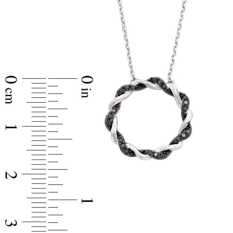 Main Image 3 of Circle of Gratitude® Collection 0.12 CT. T.W. Black Diamond and Polished Twist Necklace in Sterling Silver