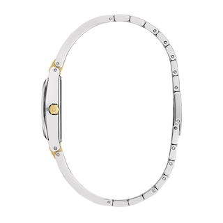 Ladies' Bulova Gemini Collection Diamond Accent Two-Tone Watch with Tonneau Blue Dial (Model: 98P218)