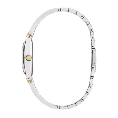 Ladies' Bulova Gemini Collection Diamond Accent Two-Tone Watch with Tonneau Blue Dial (Model: 98P218)
