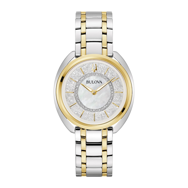 Main Image 3 of Ladies' Bulova Duality 0.10 CT. T.W. Diamond Interchangeable Strap Two-Tone Watch with White Denshu Dial (Model: 98X134)