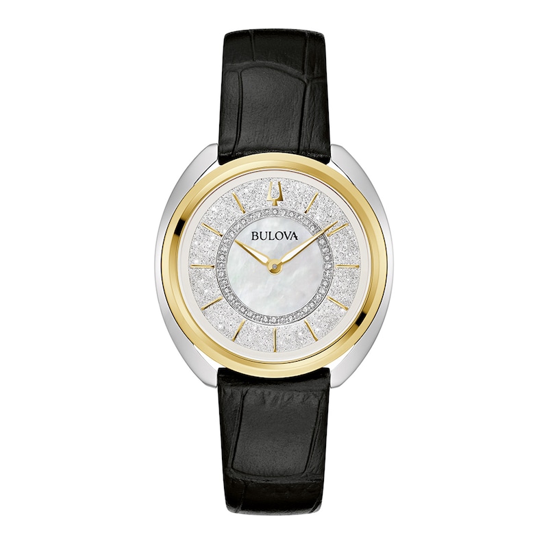 Main Image 4 of Ladies' Bulova Duality 0.10 CT. T.W. Diamond Interchangeable Strap Two-Tone Watch with White Denshu Dial (Model: 98X134)