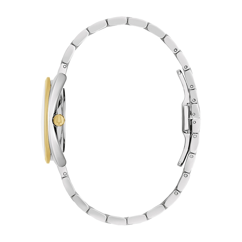 Main Image 6 of Ladies' Bulova Duality 0.10 CT. T.W. Diamond Interchangeable Strap Two-Tone Watch with White Denshu Dial (Model: 98X134)