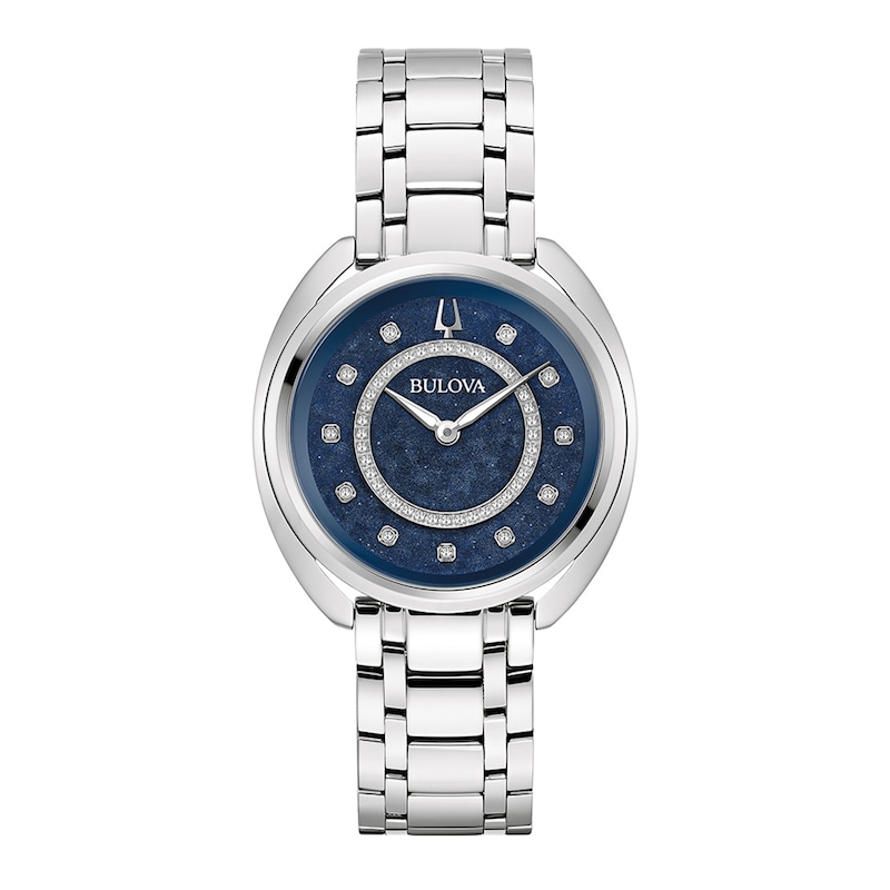 Ladies' Bulova Duality 0.13 CT. T.W. Diamond Interchangeable Strap Watch with Blue Denshu Dial (Model: 96X160)