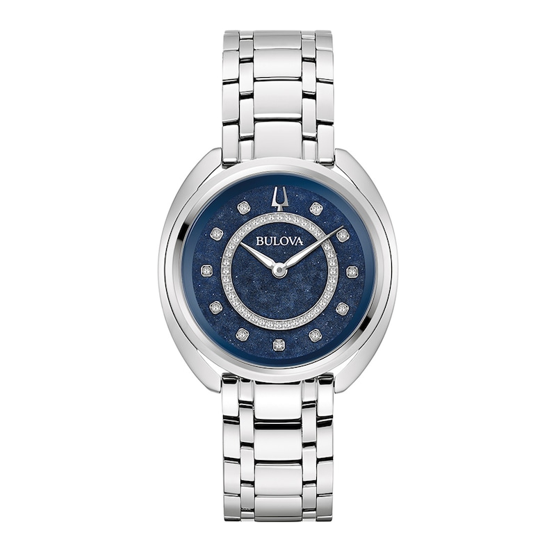 Main Image 2 of Ladies' Bulova Duality 0.13 CT. T.W. Diamond Interchangeable Strap Watch with Blue Denshu Dial (Model: 96X160)
