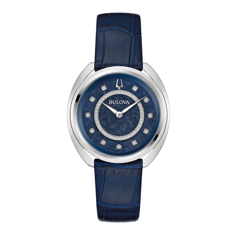 Main Image 3 of Ladies' Bulova Duality 0.13 CT. T.W. Diamond Interchangeable Strap Watch with Blue Denshu Dial (Model: 96X160)