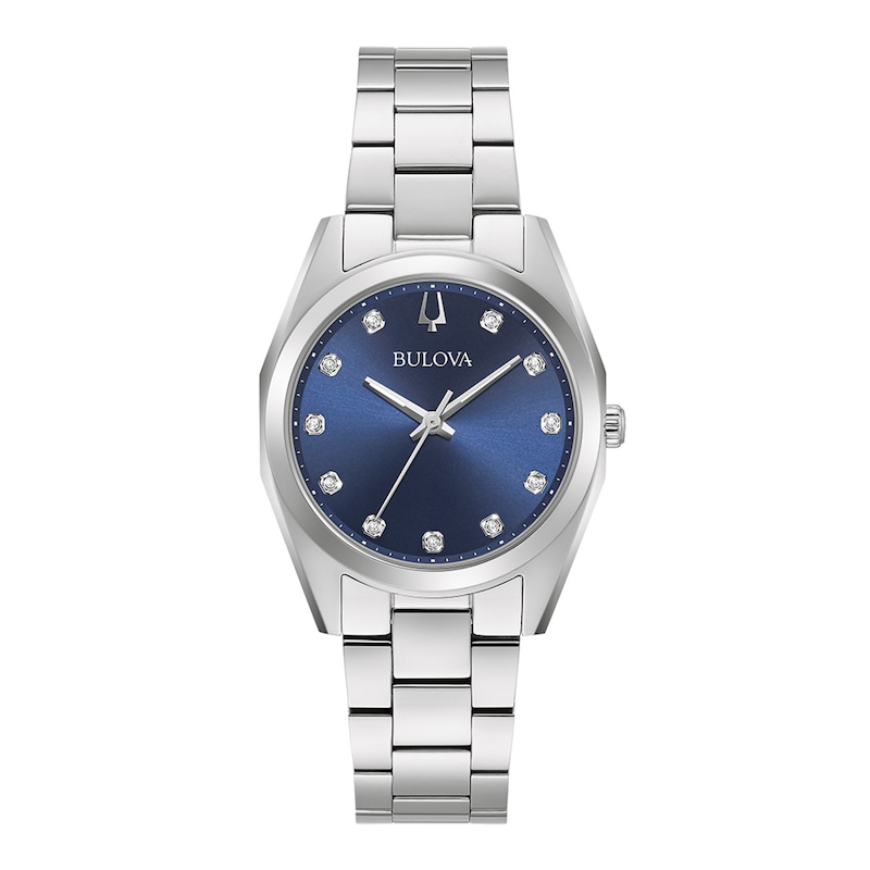 Ladies' Bulova Surveyor Diamond Accent Watch with Blue Dial (Model: 96P229)