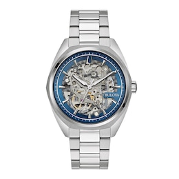 Men's Bulova Surveyor Automatic Watch with Blue Skeleton Dial (Model: 96A292)