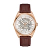 Thumbnail Image 1 of Men's Bulova Surveyor Rose-Tone Brown Leather Strap Watch with White Skeleton Dial (Model: 97A175)