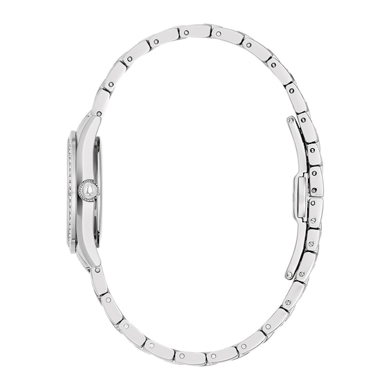 Ladies' Bulova Crystal Accent Silver-Tone Watch with Mother-of-Pearl Dial (Model: 96L311)