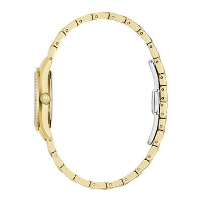 Ladies' Bulova Crystal Accent Gold-Tone Watch with Mother-of-Pearl Dial (Model: 98L306)