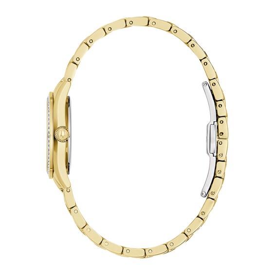 Ladies' Bulova Crystal Accent Gold-Tone Watch with Mother-of-Pearl Dial (Model: 98L306)