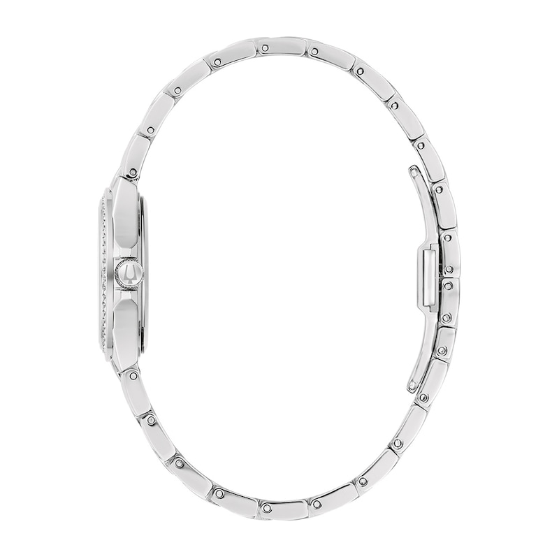 Main Image 5 of Ladies' Bulova Crystal Accent Watch with Mother-of-Pearl Dial and Heart Necklace Set (Model: 96X161)