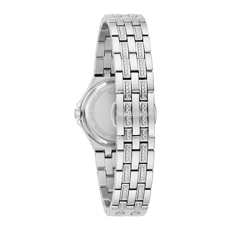 Main Image 6 of Ladies' Bulova Crystal Accent Watch with Mother-of-Pearl Dial and Heart Necklace Set (Model: 96X161)