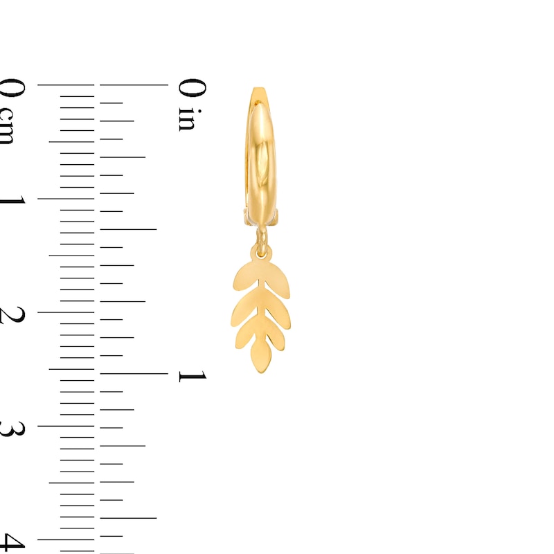 Main Image 3 of Cutout Leaf Dangle 25.0mm Hoop Earrings in 10K Gold