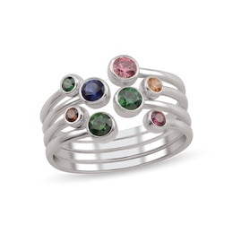 Gemstone Bubbles Stackable Ring (1-4 Rings with 2-8 Stones)
