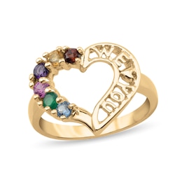 Gemstone Family Heart Ring (3-7 Stones)