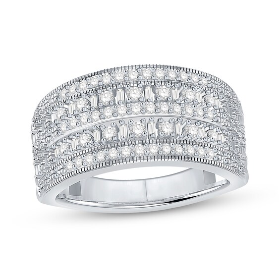 0.45 CT. T.W. Diamond Multi-Row Vintage-Style Band in 10K White Gold