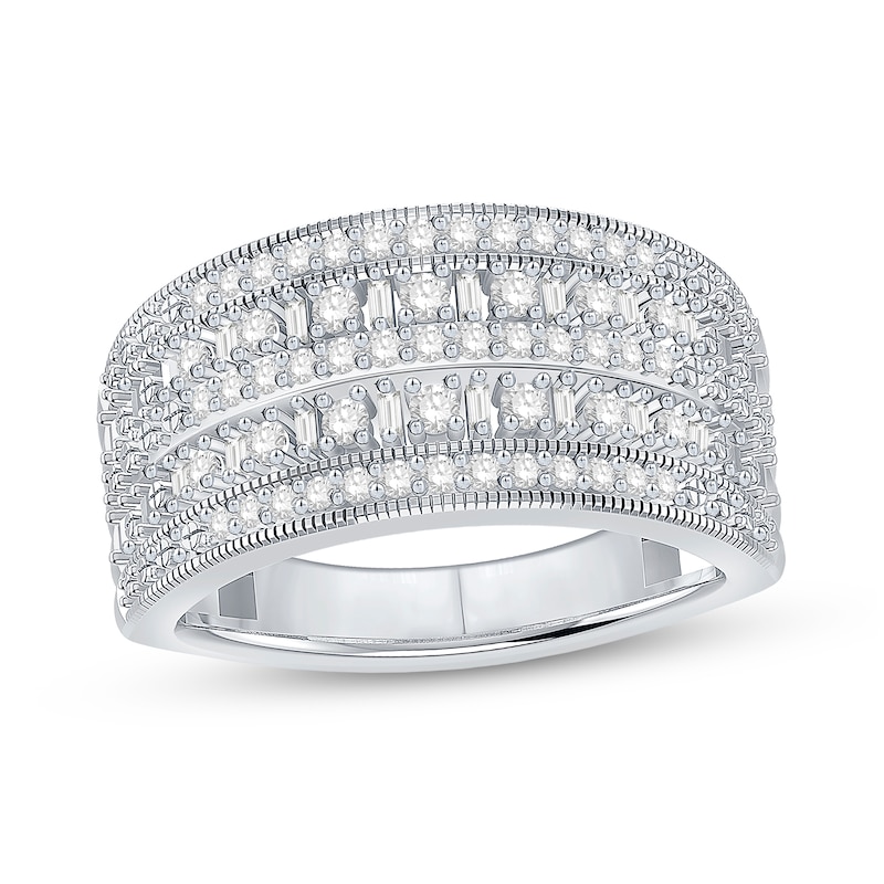 0.45 CT. T.W. Diamond Multi-Row Vintage-Style Band in 10K White Gold