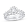 Thumbnail Image 1 of 0.58 CT. T.W. Diamond Frame Scalloped Shank Bridal Set in 10K White Gold (I/I2)