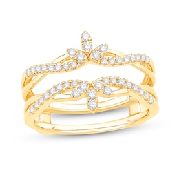 0.29 CT. T.W. Diamond Braided Floral Solitaire Enhancer in 14K Gold