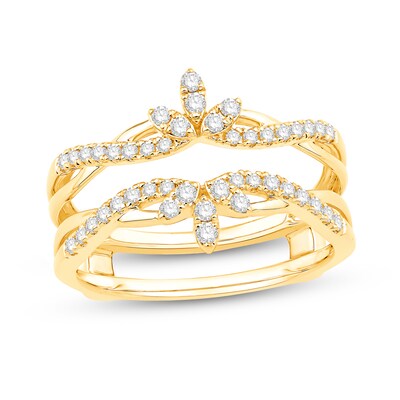 0.29 CT. T.W. Diamond Braided Floral Solitaire Enhancer in 14K Gold