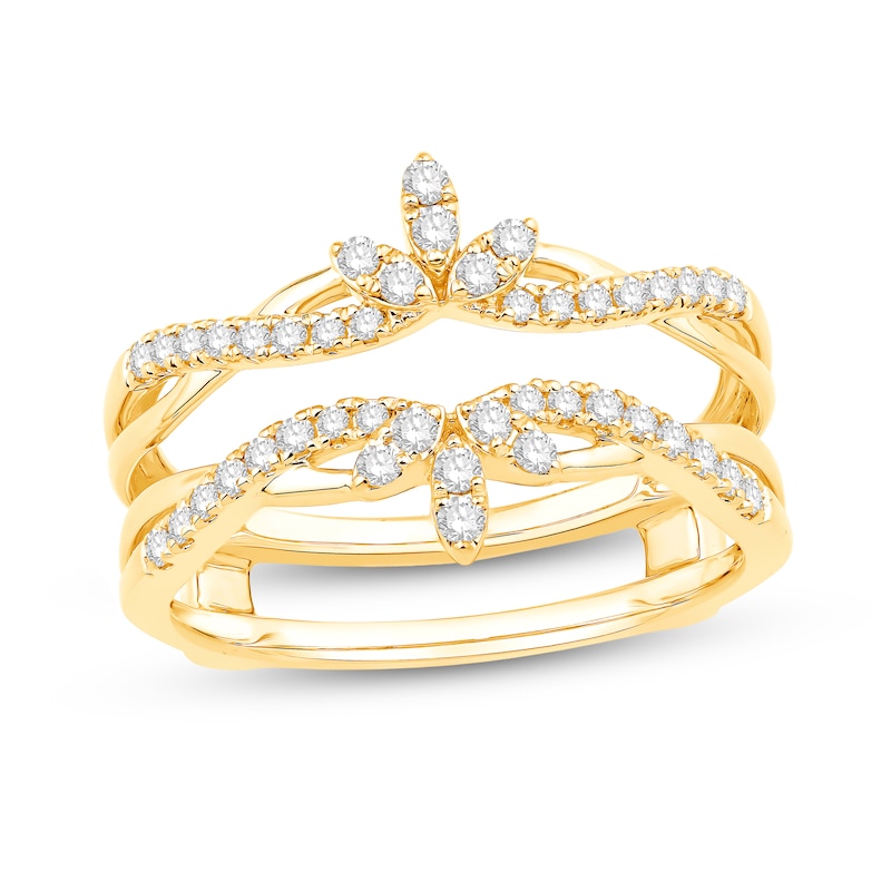 0.29 CT. T.W. Diamond Braided Floral Solitaire Enhancer in 14K Gold